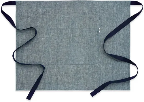 Vista 7 de Solino Home Delantal de lino estilo bistró para servidor, lazos extralargos con bolsillos, medio delantal de lino 100% puro para hombres y mujeres