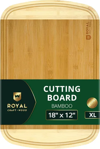 Vista 16 de ROYAL CRAFT WOOD Tabla de cortar de madera, tablas de cortar de bambú con ranura para jugo, tabla de cortar de cocina para carne, queso y verduras