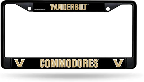 Vista 12 de Rico Industries NCAA Marco cromado negro estándar con insertos de calcomanías de 12 x 6 pulgadas, accesorio para automóvil y camión