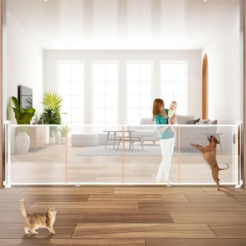 Vista 20 de Puertas retráctiles para bebés de 24 pulgadas de alto para pasar por encima, puertas cortas para perros, puerta para mascotas para cachorros