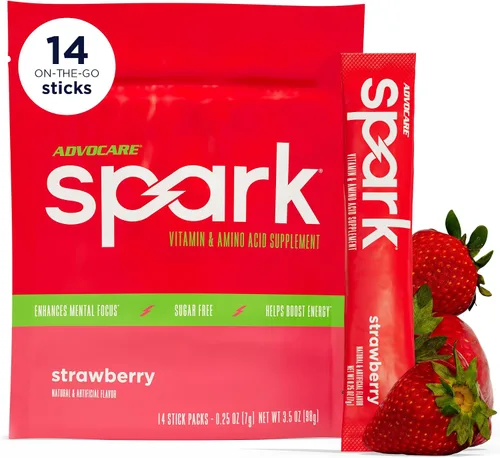 Vista 23 de AdvoCare Spark Energy & Focus, sin azúcar, frambuesa azul, 14 barras Suplemento de vitaminas y aminoácidos, fórmula sin azúcar que apoya la energía