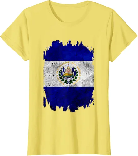 Vista 31 de Camiseta con bandera de El Salvador de El Salvador con diseño de bandera de El Salvador, Negro, S