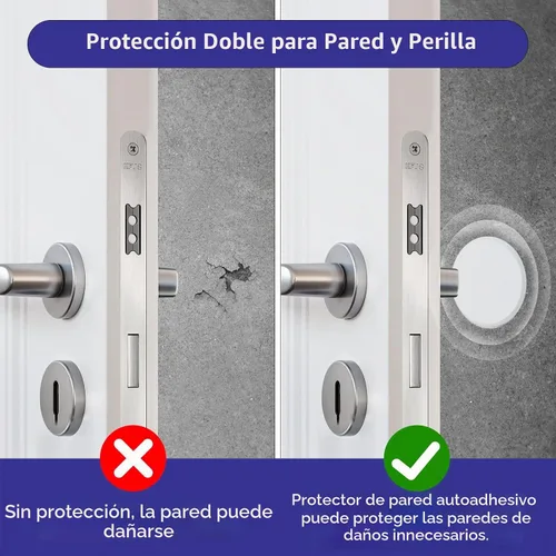 Vista 2 de Protector de pared redondo de 3 1/4 pulgadas, paquete de 10 pomos de puerta, protectores de pared rígidos de vinilo rígido, color blanco
