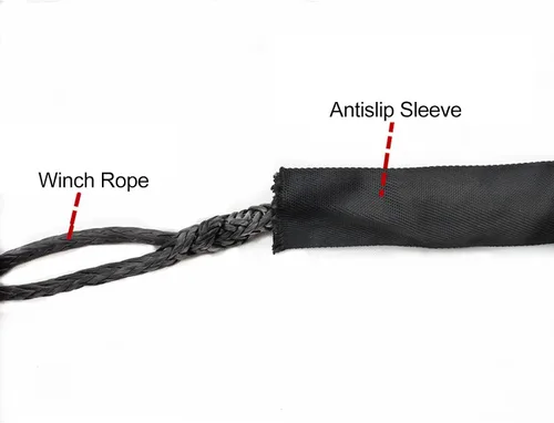Vista 5 de Fydun - Protector de cuerda de cabrestante de poliéster, funda protectora de cuerda de cabrestante negro, universal para línea de cable de 2.0 in