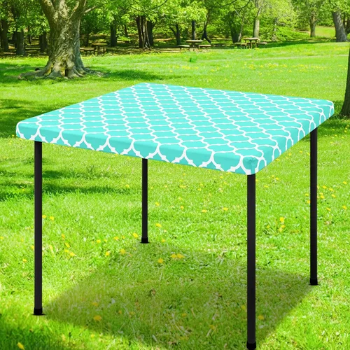 Vista 39 de Smiry Mantel cuadrado para mesa de pícnic, manteles de camping impermeables elásticos ajustables, protector de mantel de vinilo con respaldo de Gris