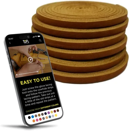 Vista 23 de TOFL Kit de Cordones para Guante de Béisbol Cordones de Cuero para Reparación de Guantes de Béisbol y Sóftbol - Tiras de 72 Pulgadas de Largo