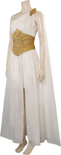 Vista 3 de Wocloey Disfraz de Saint Seiya de los Caballeros del Zodiaco Siena Saori Kido Athena Cosplay vestido de búho cinturón trajes para Halloween