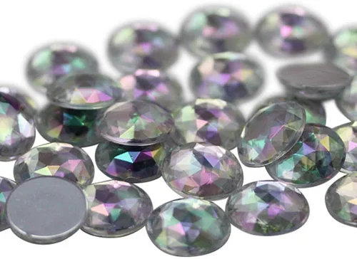 Vista 22 de Joyas de diamantes de imitación acrílicos redondos con parte trasera plana de 0.709 in, adornos de gemas de plástico para cosplay, disfraces