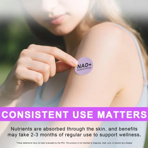 Vista 7 de Parches NAD+: NMNH, resveratrol Antienvejecimiento y metabolismo Absorción mejorada y apoyo a la salud Parches NAD + para mujeres y hombres