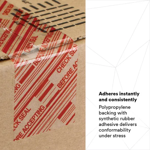 Vista 3 de 3 M Scotch Cinta para sellar cajas con mensaje impreso, Transparente, 1