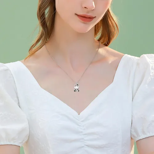 Vista 4 de Lindo collar de animal de plata de ley 925 con colgante de collar de joyería para mujeres, hermana e hija