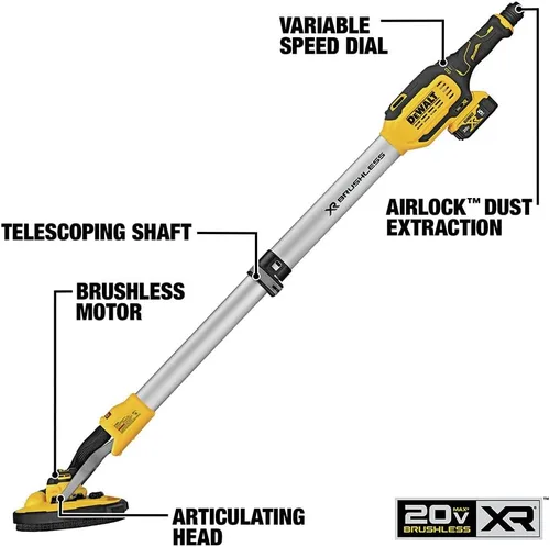 Vista 6 de DEWALT Lijadora inalámbrica de paneles de yeso de 20V MAX, solo herramienta (DCE800B)