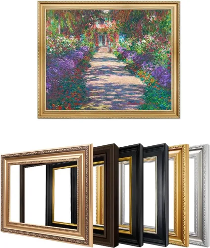 Vista 119 de IPIC - Reproducción artística de los lirios de agua de Claude Monet 1906, impresiones giclée coinciden con el marco dorado clásico, arte de pared