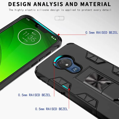 Vista 6 de Funda para Moto G7 Power de grado militar, funda con soporte para funda de soporte, funda resistente a prueba de golpes, funda protectora