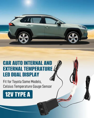 Vista 2 de Termómetro de Temperatura de Coche de Pantalla Dual Interna y Externa Compatible con Toyota Sequoia Tundra Tacoma 4Runner RAV4 Corolla, etc.