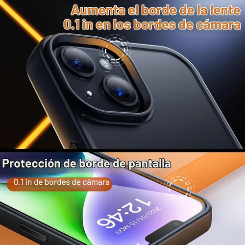 Vista 4 de Yriklso Funda para iPhone 15, a prueba de golpes para iPhone 15, protección contra caídas de grado militar, carcasa protectora rígida delgada