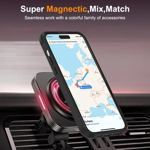 Vista 5 de Funda para iPhone 11 de 6.1 pulgadas con soporte de anillo magnético giratorio de 360°, compatible con MagSafe ligera y translúcida mate, funda