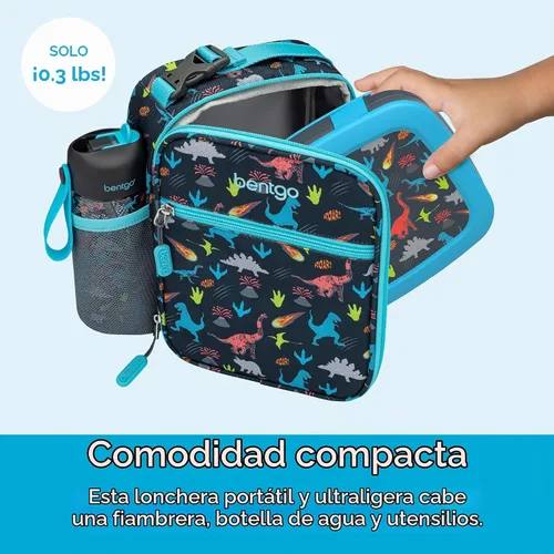 Vista 4 de Bentgo - Bolsa de almuerzo aislada para niños, resistente al agua, reutilizable, ligera y duradera, con soporte para botella de agua y bolsillo