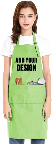 Vista 17 de TopTie Delantal con babero unisex de impresión personalizada, delantal ajustable de cocina de chef de lona de algodón con bolsillos