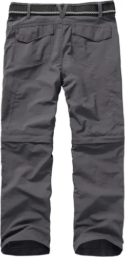 Vista 2 de Asfixiado Pantalones cargo para niños, casuales para exteriores, de secado rápido, impermeables, senderismo, escalada, convertibles