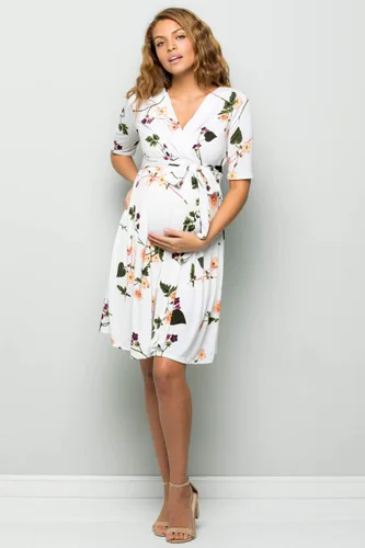 Vista 3 de My Bump - Vestido de mujer envolvente de maternidad, para lactancia con estampado, para Baby Shower para mujer
