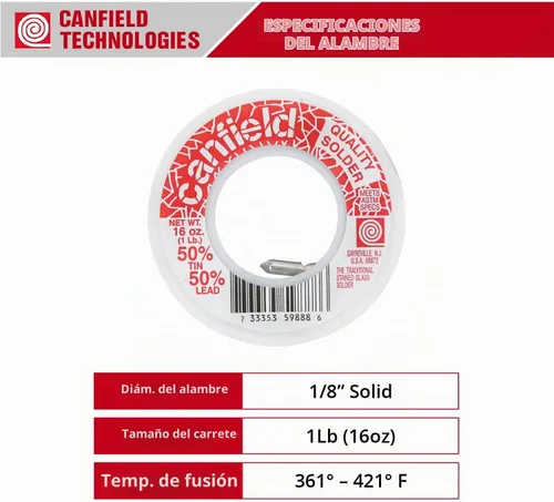 Vista 3 de Canfield Soldadura 50/50 para vidrieras Carrete de 1 Lb