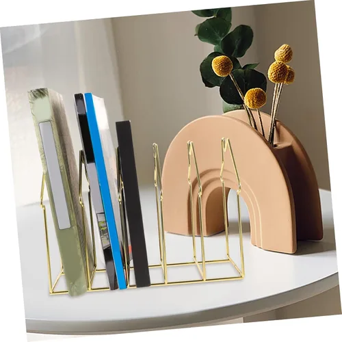 Vista 8 de DOITOOL 1pc Iron Desktop File Organizer Rack Sections Stylish Storage for Documents Books Magazines Unique House Design for Home Office Organization