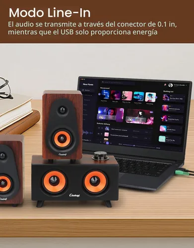 Vista 6 de 【Actualización 2026】 Altavoces de computadora USB 2.1 con subwoofer, altavoces de PC de 3.5mm/USB con subwoofer, modos PC/entrada