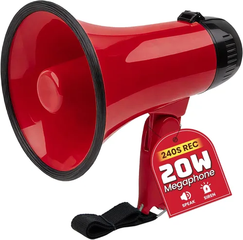 Vista 12 de MyMealivos 20W Megaphone Bullhorn, Built in Siren & 240s Recording, 5.4"×8.6" Portable Megaphone with Volume Control Cover Up to 300 feet+ for