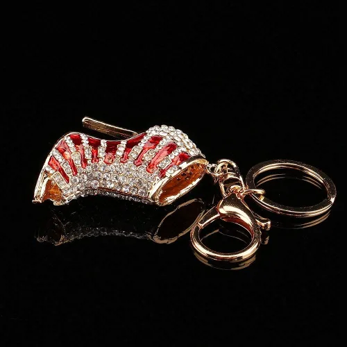 Vista 4 de TOPINCN Llavero con diamantes de imitación de tacón alto para zapatos, llavero de cristal, llavero, cadena, colgante, regalo, para mujer, bolso