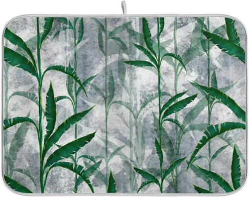 Vista 32 de Tapete de secado de platos de flores de fondo negro para encimera de cocina de 18 x 24 pulgadas, tapete de microfibra absorbente, tapete de secado