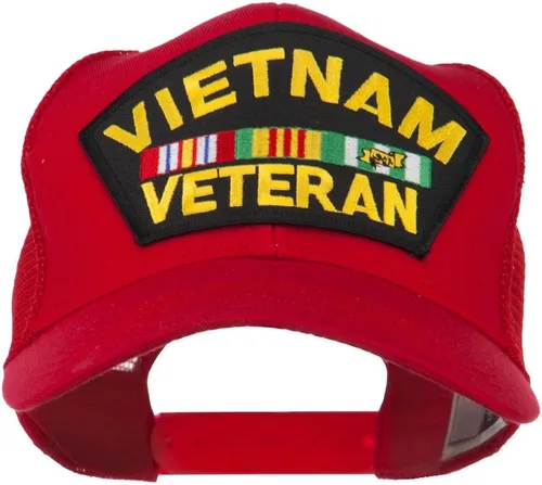 Vista 6 de e4Hats Gorra trasera de malla con parches militares de Vietnam Negro