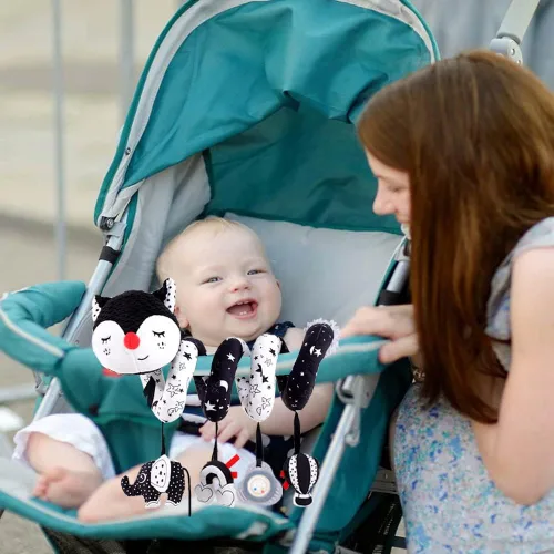 Vista 7 de Car Seat Toys for Infants 0-6 Months, High Contrast Baby Toys Black and White Hanging Baby Carseat Toys Stroller Toys 3-6 Months Newborn