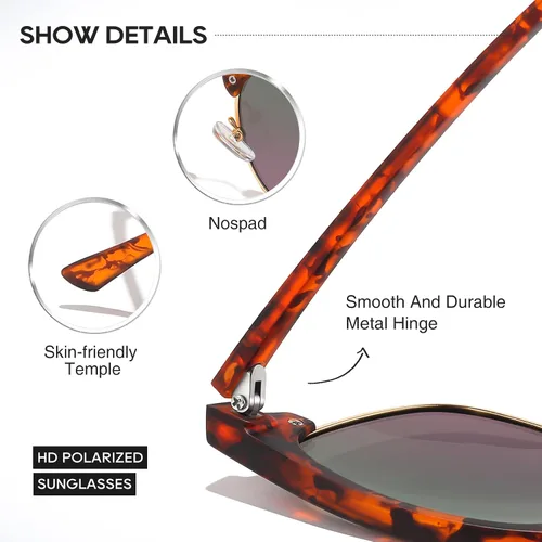 Vista 5 de AOMASTE Sunglasses MenMens Polarized Sunglasses for Men Women,Classic Semi-Rimless Sun Glasses
