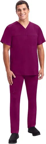 Vista 3 de Healing Hands Camiseta quirúrgica para hombre con etiqueta morada Justin 2330 con cuello en V para hombre, Negro, talla única