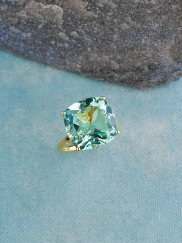 Vista 3 de YoTreasure Green Amethyst Solid Sterling Silver Gold Plated Statement Ring Jewelry