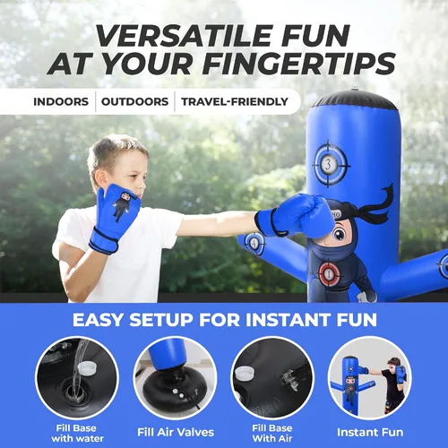 Vista 5 de PUNCHO Punching Bag for Kids - 63" Kid Boxing Bag Set & Birthday Gift: Kids Punching Bags 3-8 with Gloves, Pump, PUNCHO eBook - Inflatable Punching