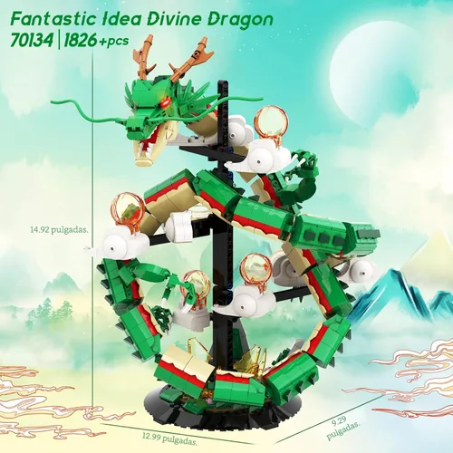 Vista 3 de JMBricklayer Juego de Construcción de Dragón para Adultos 70134, Modelo de Dinosaurio Coleccionable con Iluminación para Construir, Ideal