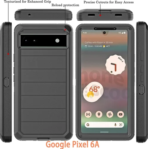 Vista 2 de YmhxcY Funda para Pixel 6A (sin protector de pantalla) con funda duradera de 3 capas a prueba de caídas, protección contra caídas, funda de goma