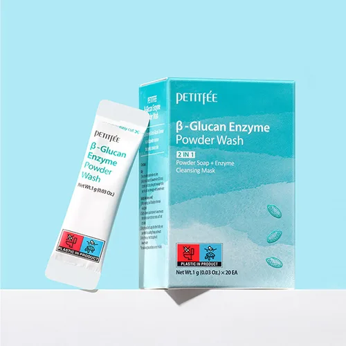 Vista 2 de Petitfee B-Glucan Enzyme Wash 0.04 oz*20ea - Limpiador facial, polvo limpiador con extracto de papaya papaína, extracto de arroz para exfoliación
