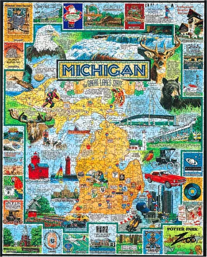 Vista 3 de White Mountain Puzzles Best of Michigan - Rompecabezas de 1000 piezas