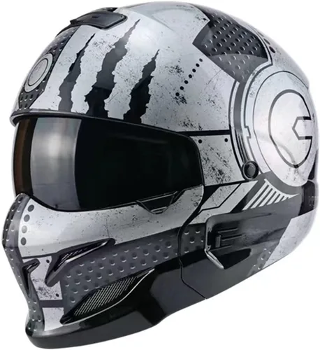 Vista 5 de Cascos modulares de cara abierta, casco de motocicleta de cara completa unisex para adultos, scooter, Street Bike Cruiser aprobado por DOT