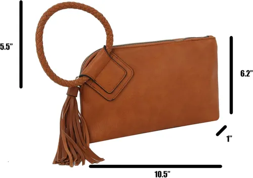 Vista 2 de Monedero de mano para mujer, cartera de noche con correa de mano, informal, formal, de cuero vegano, Metro Muse