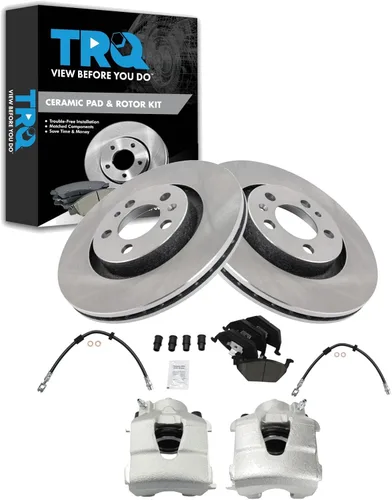 Vista 71 de TRQ Juego de pastillas de freno delanteras y rotores de cerámica, pinzas, mangueras, compatibles con Honda Odyssey 2005-2010