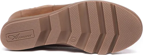 Vista 4 de Athlefit - Botas de cuña para mujer, botines cómodos al tobillo marrón (02Brown)