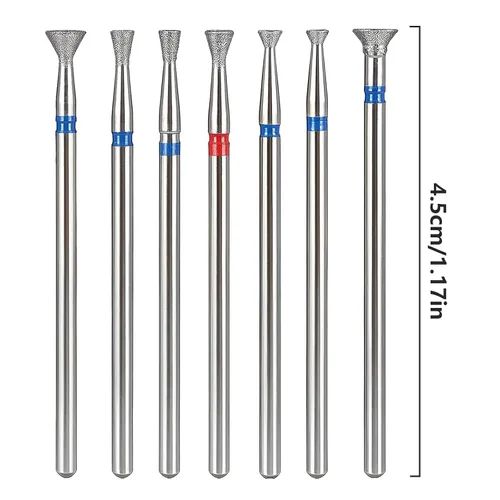 Vista 6 de Broca de cutícula para taladro de uñas, 7 brocas de carburo para uñas, brocas de cutícula de arena de diamante, brocas multifuncionales