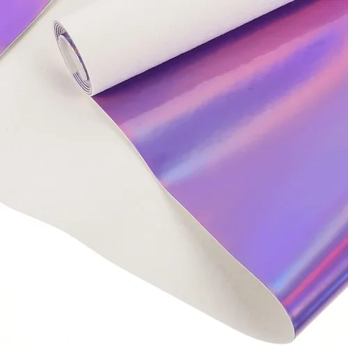Vista 8 de VICASKY Hoja holográfica de cuero sintético: hoja de cuero para el pelo arco niños manualidades y fabricación de bolsas de oro, Púrpura