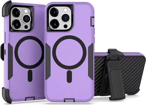 Vista 14 de Funda diseñada para iPhone 16 Pro, magnética, doble protección, resistente y duradera, compatible con MagSafe, clip trasero desmontable, a prueba