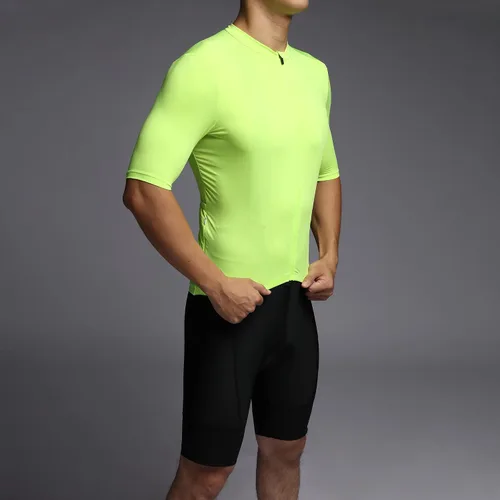 Vista 4 de RISESBIK Men's Cycling Jersey Zipper Pocket Short Sleeve Lightweight Aero Race Fit Bike Jersey, UPF 50+ Biking Cycling Shirt