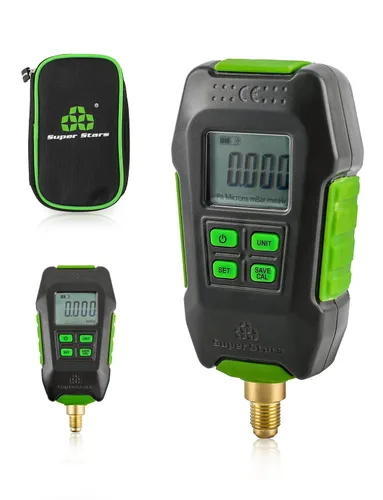 Vista 7 de Medidor Digital de Vacío en Micrones 1/4" SAE, Probador de Presión Digital HVAC, Alarma de Aviso, Compensación de Temperatura, Pantalla LCD, 4